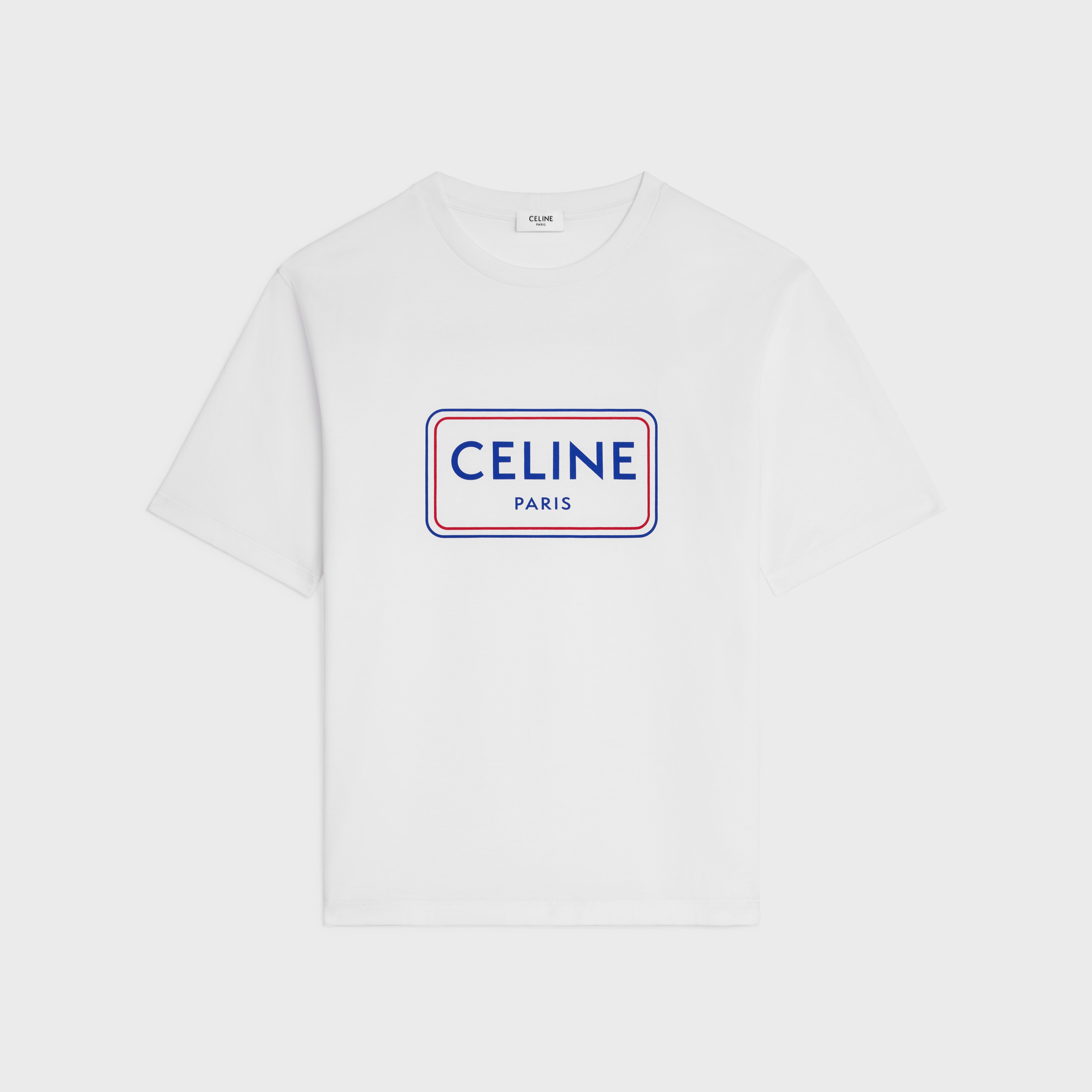LOOSE T-SHIRT IN COTTON JERSEY - OPTIC WHITE/RED/DENIM BLUE | CELINE